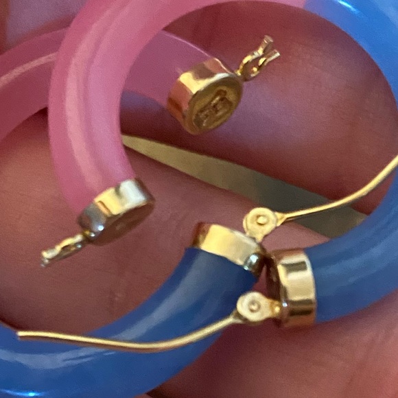 14k Genuine Jade Hoops - Mint Condition - Picture 8 of 16